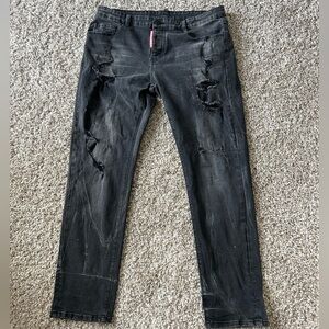 Dsquared2 Distressed‎ Cool Guy Slim Jeans Black Size 54 Italy Buttonfly Ripped